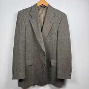 Kuppenheimer Sterling Hunt Wool Herringbone Blazer Sport Jacket Coat 44R Brown